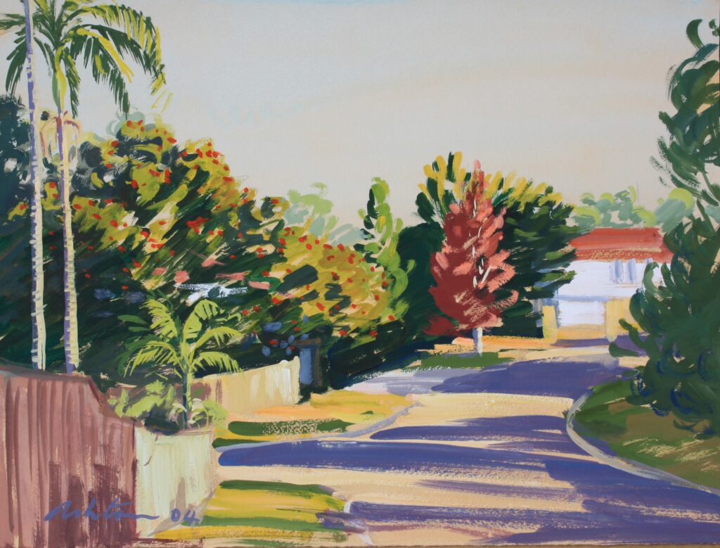 Suburban Dream - $950 (framed) Media: gouache on paper. Size: 36 x 48