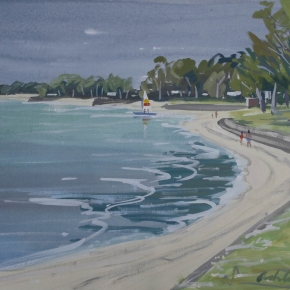 Afternoon Recreation, Bribie Passage - SOLD (Media: gouache on paper. Size: 27 x 37 cm)