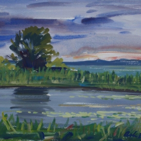 Fading Light, Bribie Island - SOLD (Media: gouache on paper. Size: 30 x 40 cm)