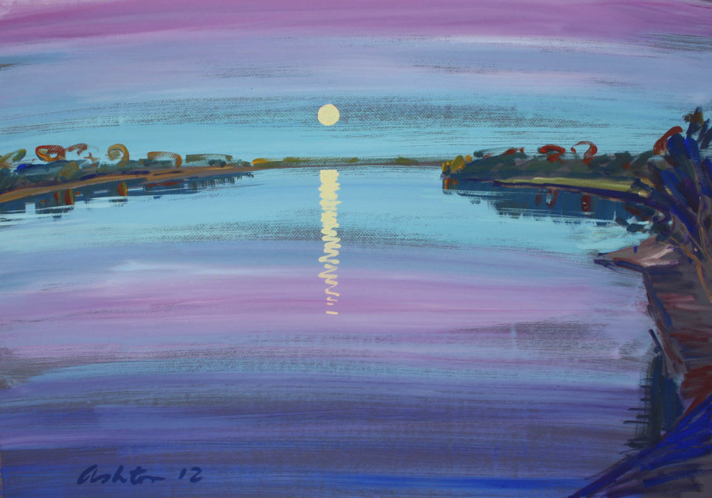 Moonrise Reflections, Deep Water Bend, North Pine River - Graham Ashton Artist