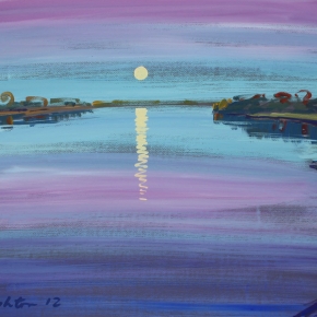 Moonrise Reflections, Deep Water Bend, North Pine River - Graham Ashton Artist