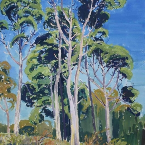 Natives Tall against an Azure Sky - $2500 (Media: gouache on paper. Size: 100 x 65 cm.)