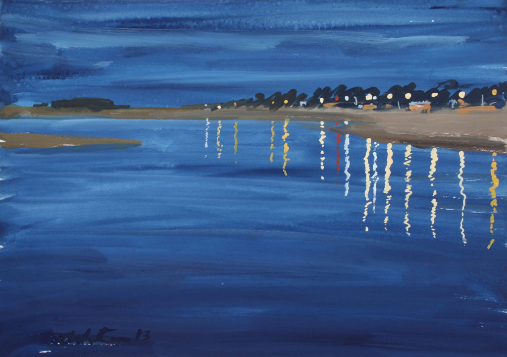 River Reflections at Night, Maroochy River - Graham Ashton Artist