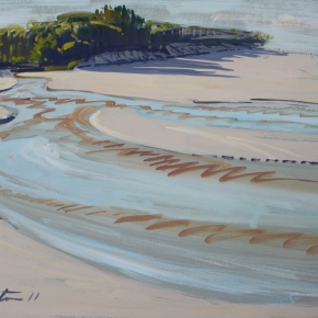 Runout Tide, Woorim Beach, Bribie Island - SOLD (Media: gouache on paper. Size: 54 x 73 cm)