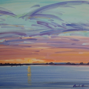 Sunset Colours, Bribie Passage - SOLD Media: gouache on paper. Size: 53 x 74 cm