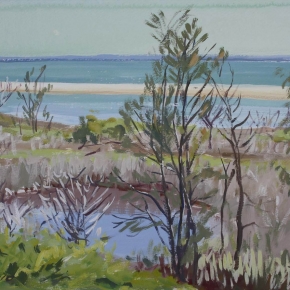 The Sea Beyond, Bribie Wetlands - SOLD (Media: gouache on paper. Size: 30 x 40 cm)